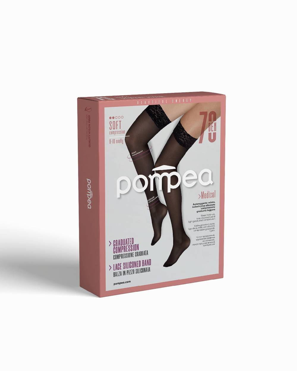 Pompea Autoreggente velato 70 denari contenitivo con compressione graduata leggera Nuova