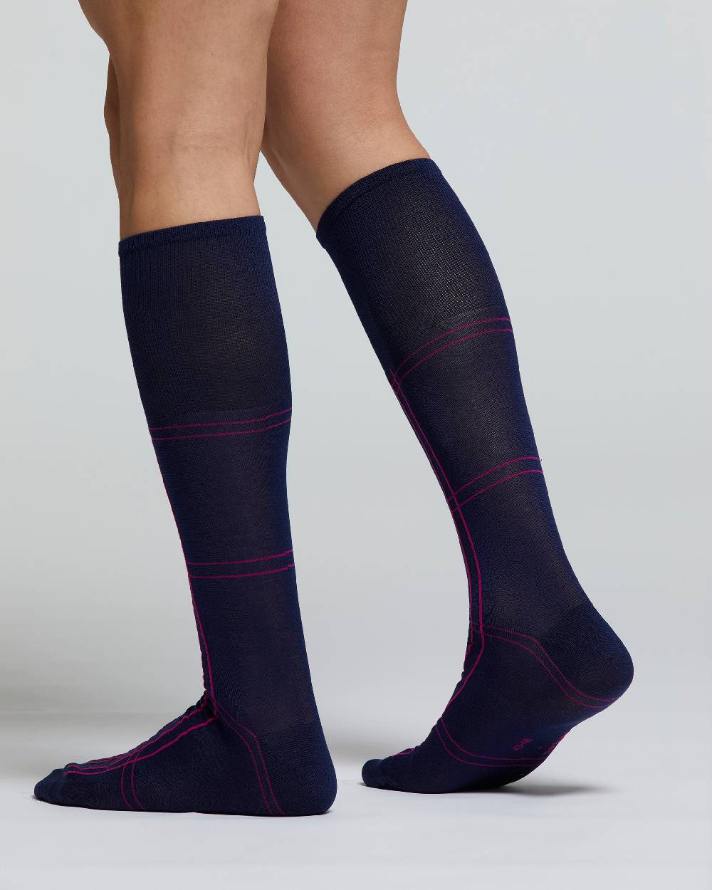 Pompea CALZA LUNGA COTONE AMARANTO MOTIVO A RIGHE Presa