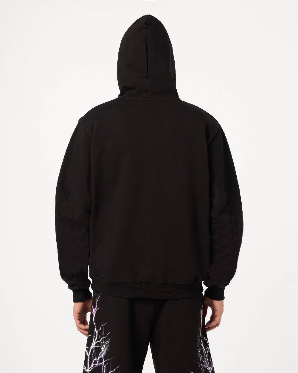 Phobia Archive FELPA CON CAPPUCCIO NERA CON FULMINI ROSSO GRIGIO ARANCIONI Outlet