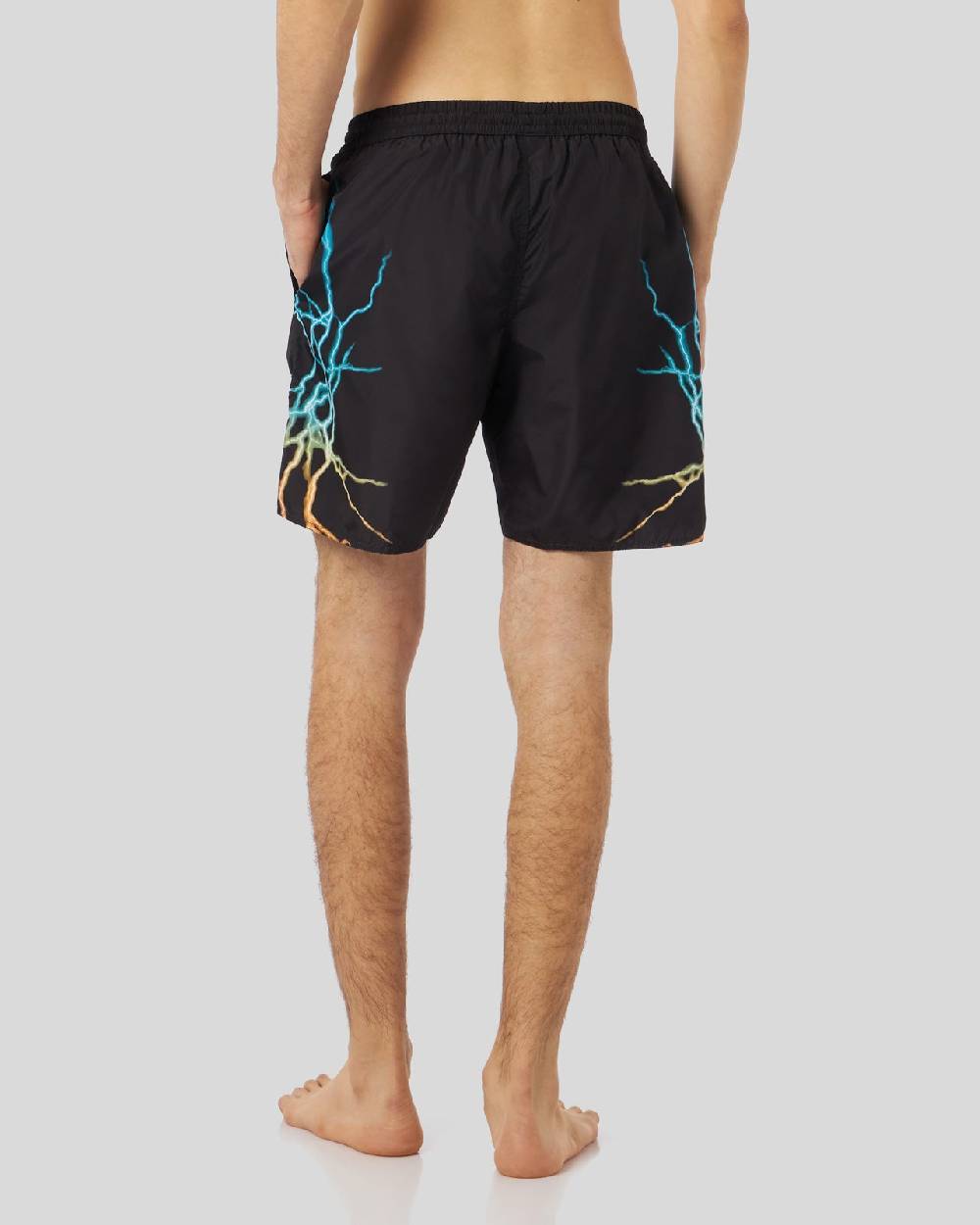 Phobia Archive COSTUME DA BAGNO NERO CON FULMINI BICOLORE BLU E GIALLO Pezzi Unici