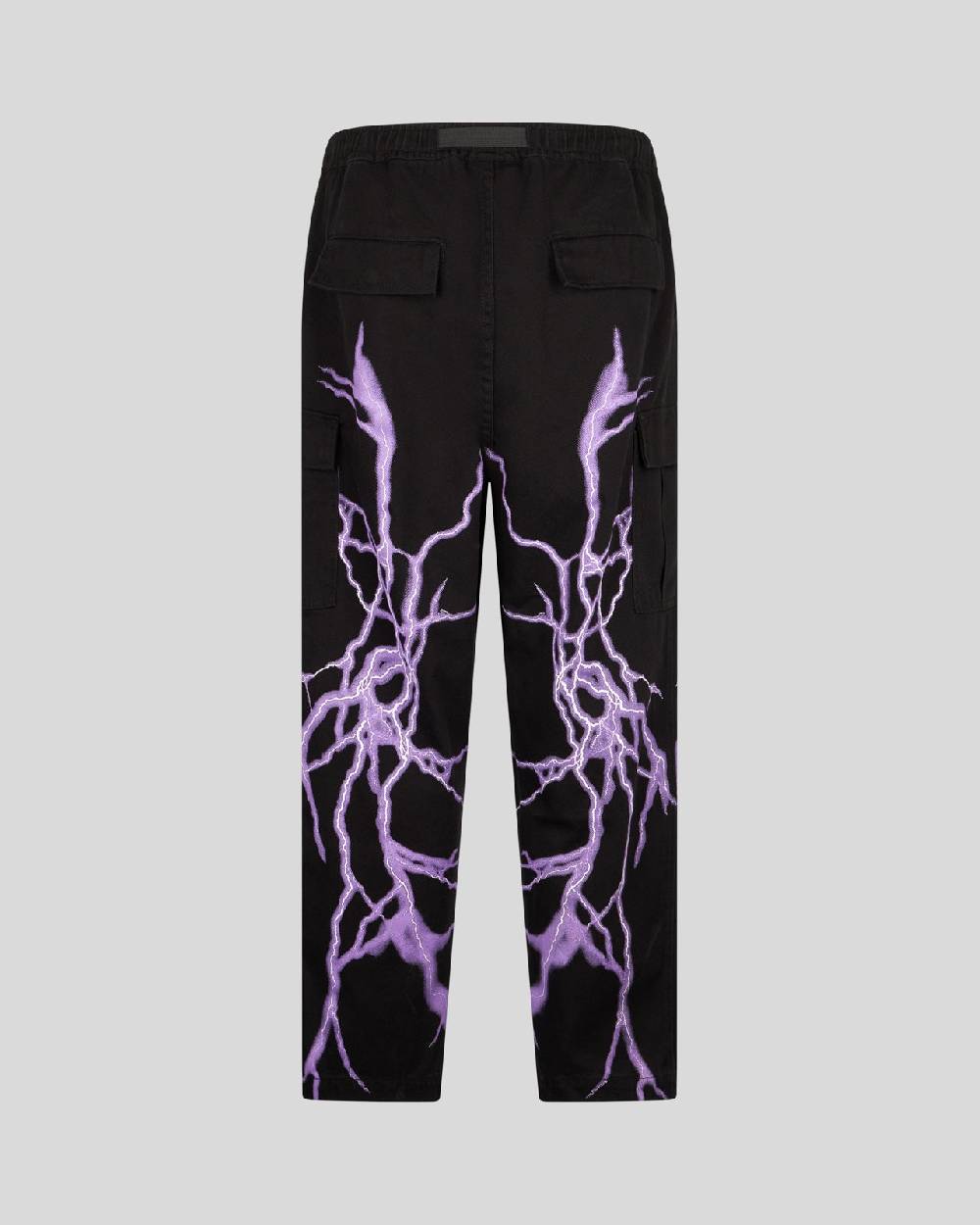 Phobia Archive PANTALONE CARGO NERO CON FULMINE LATERALE VIOLA Qualità Garantita