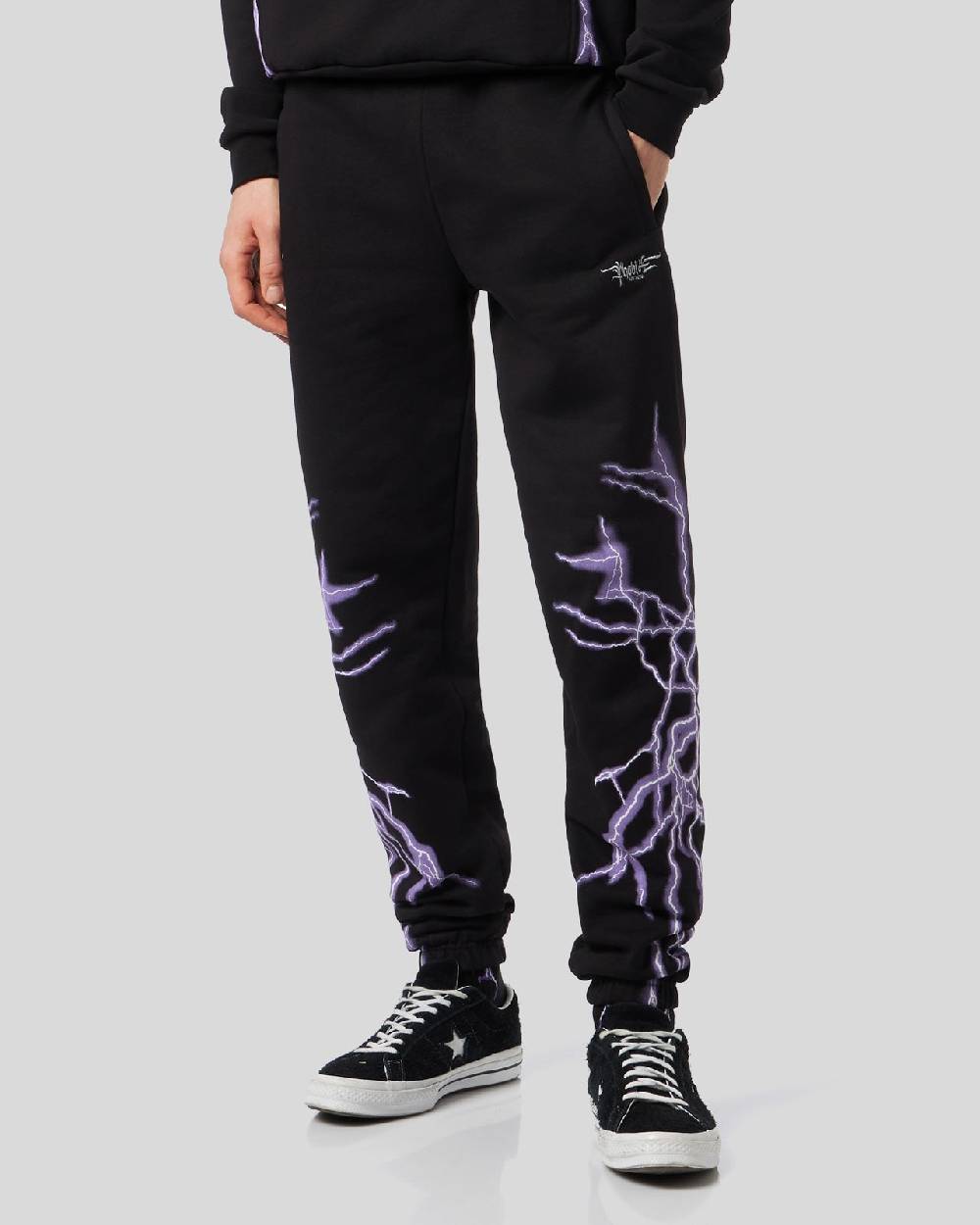Phobia Archive PANTALONE NERO CON FULMINE LATERALE VIOLA Negozi Online