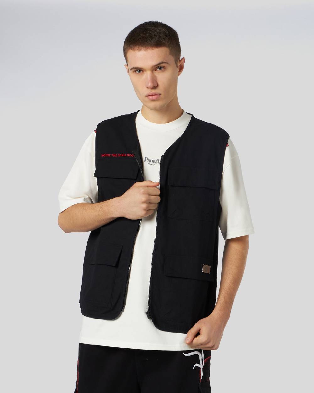 Phobia Archive WORKER GILET NERO CON GRAFICA SCREAMING SKULLS Novità