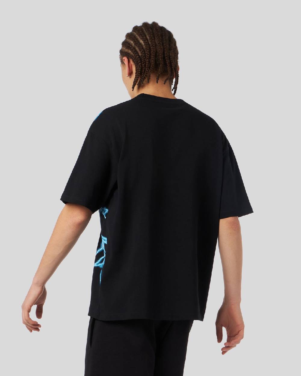 Phobia Archive T-SHIRT NERA CON FULMINI LATERALI AZZURRI Hotsell