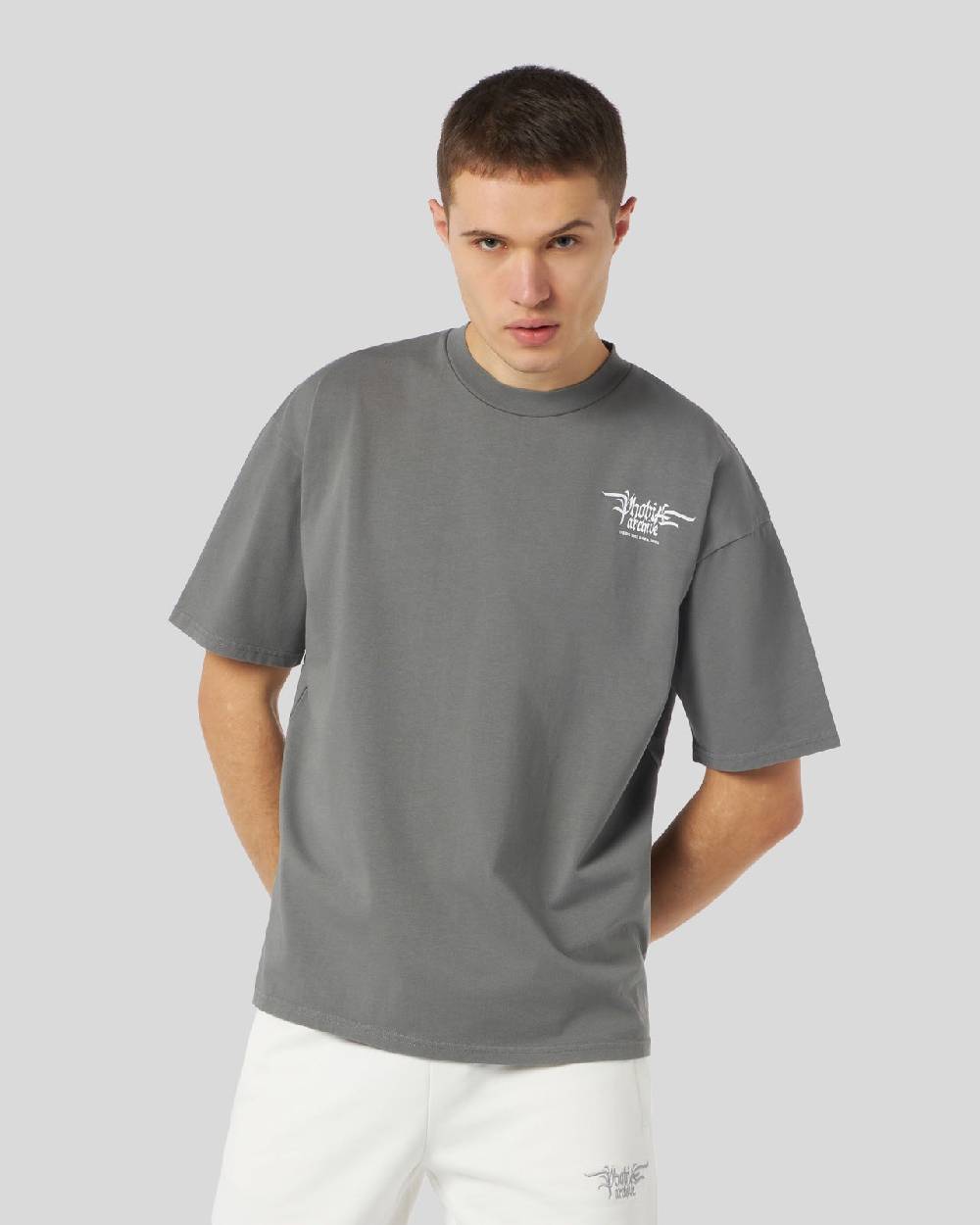 Phobia Archive T-SHIRT GRIGIA CON GRAFICA FIERY COBRA VIOLA In Saldo