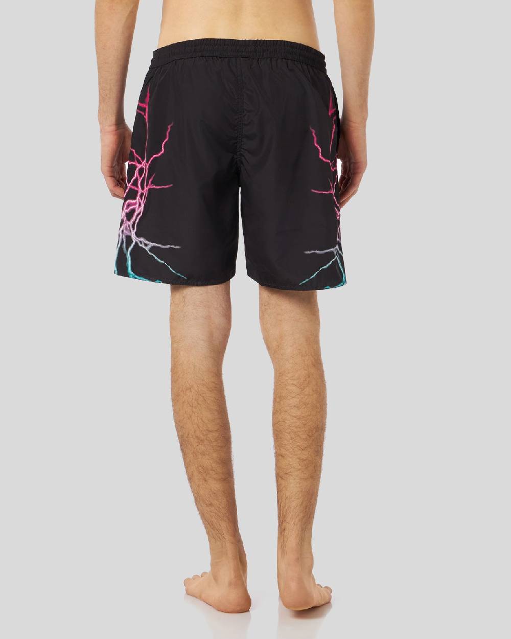 Phobia Archive COSTUME DA BAGNO NERO CON FULMINI BICOLORE ROSA E BLU Nuova
