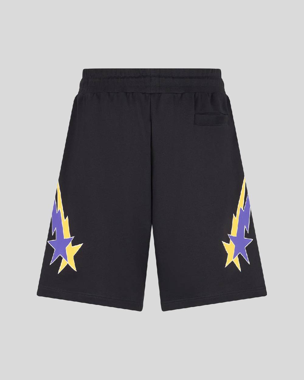 Phobia Archive PANTALONCINO NERO CON GRAFICA STARRY LIGHTNING GIALLA E VIOLA Moda