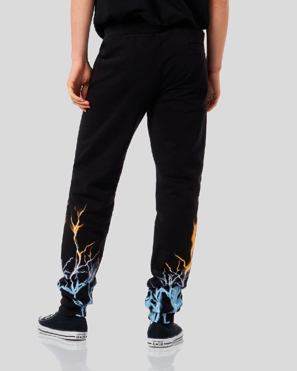 Phobia Archive PANTALONCINO NERO CON STAMPA FULMINE BICOLORE GIALLO E BLU Online