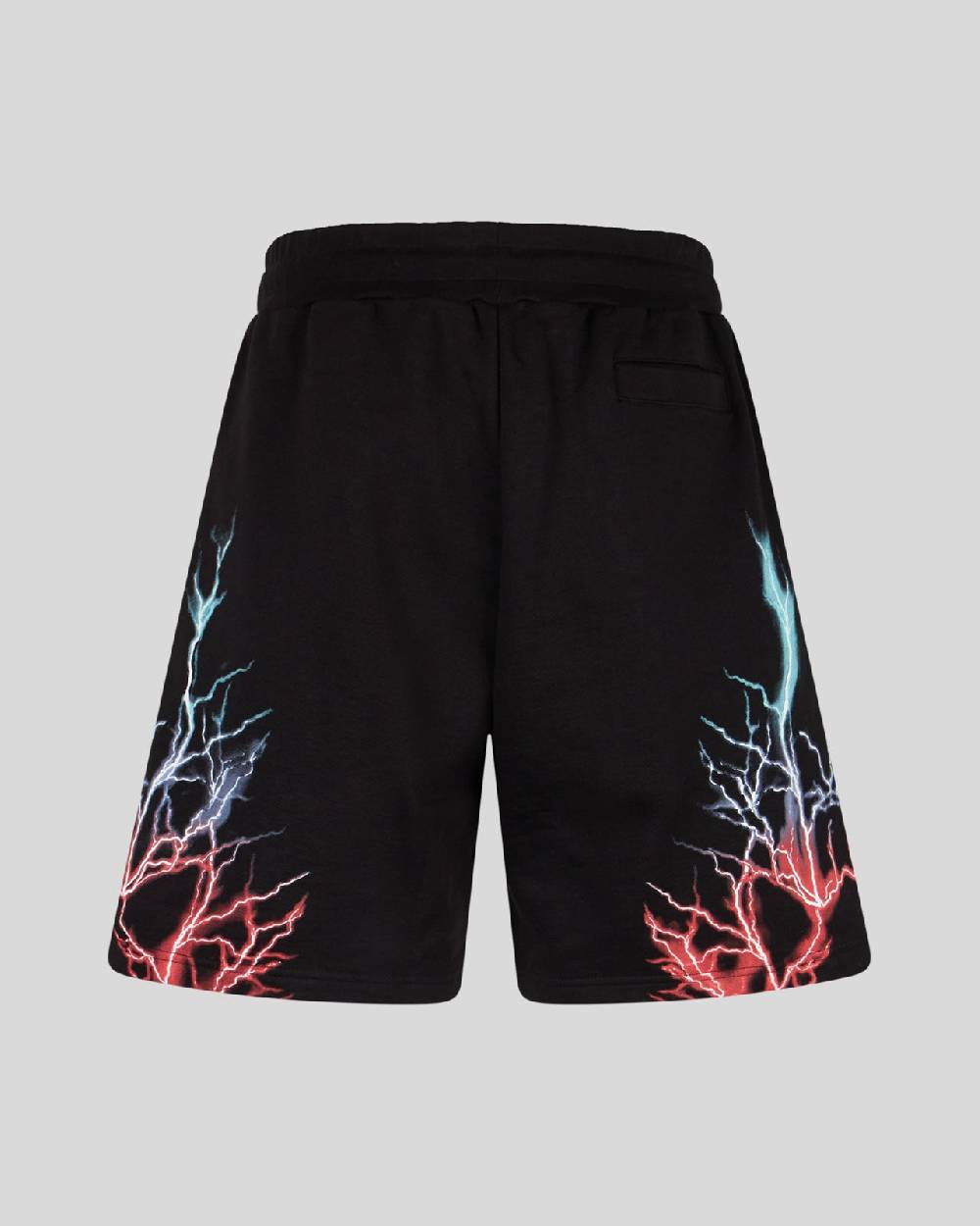 Phobia Archive PANTALONCINO NERO CON FULMINI BICOLORE ROSSO E BLU In Vendita