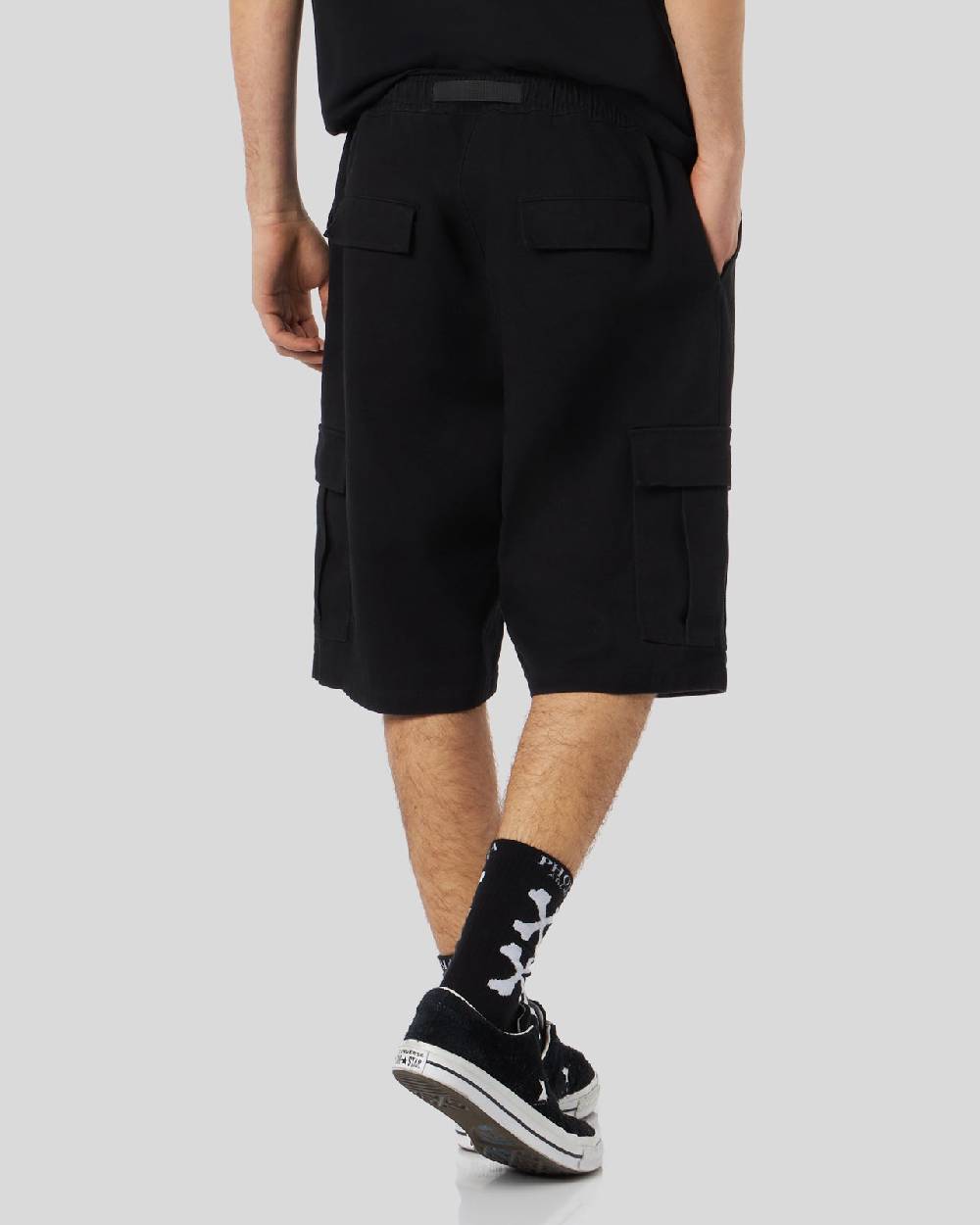 Phobia Archive PANTALONCINO CARGO NERO CON ETICHETTA METALLICA Saldi Di Fabbrica