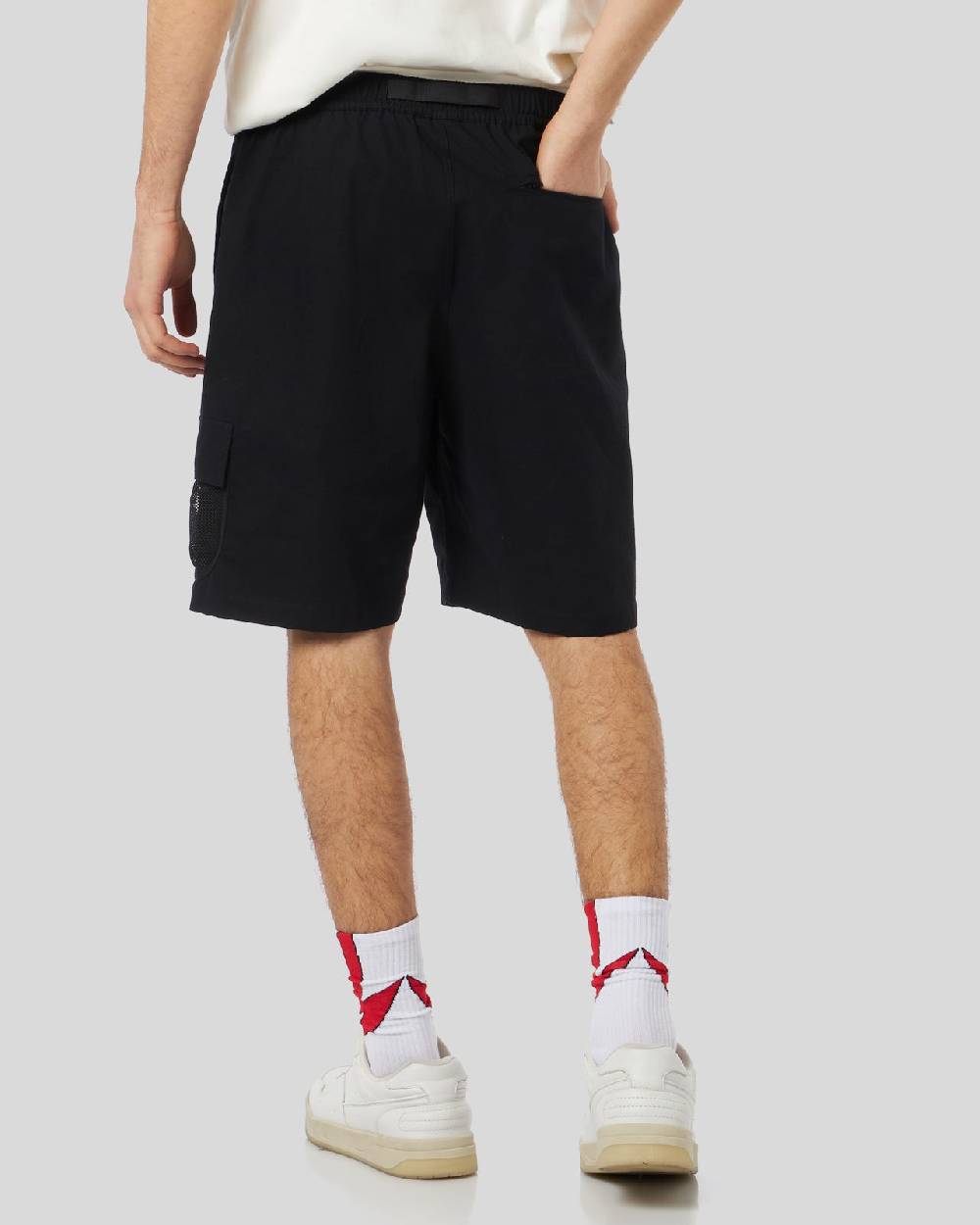 Phobia Archive PANTALONCINO NERO CON GRAFICA SCREAMING SKULLS ROSSA Nuovo