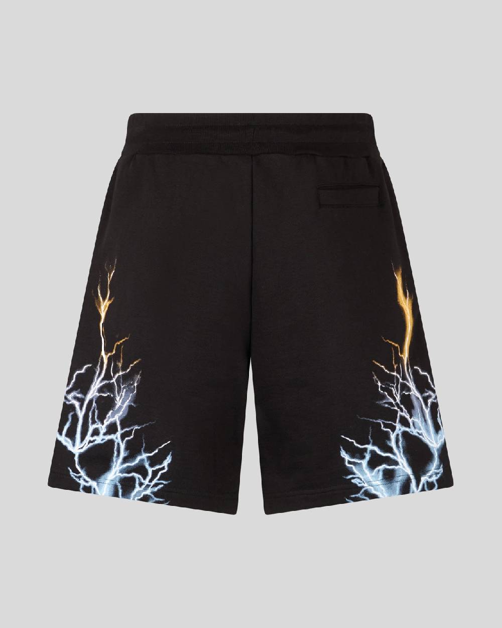 Phobia Archive PANTALONCINO NERO CON STAMPA FULMINE BICOLORE GIALLO E BLU Convenienza