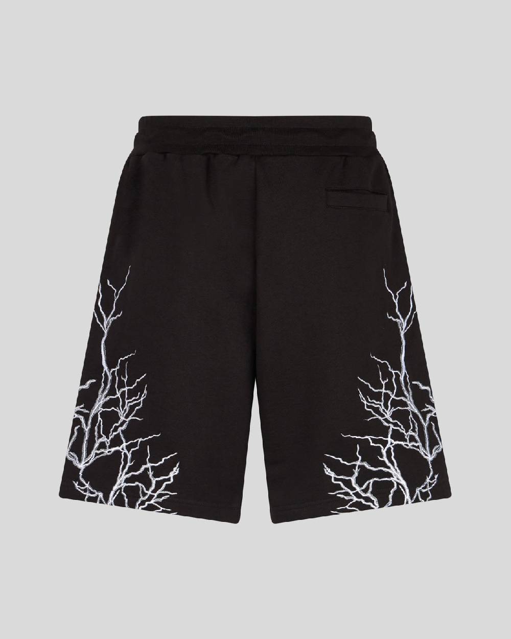 Phobia Archive PANTALONCINI NERI CON FULMINI RICAMATI GRIGI Outlet