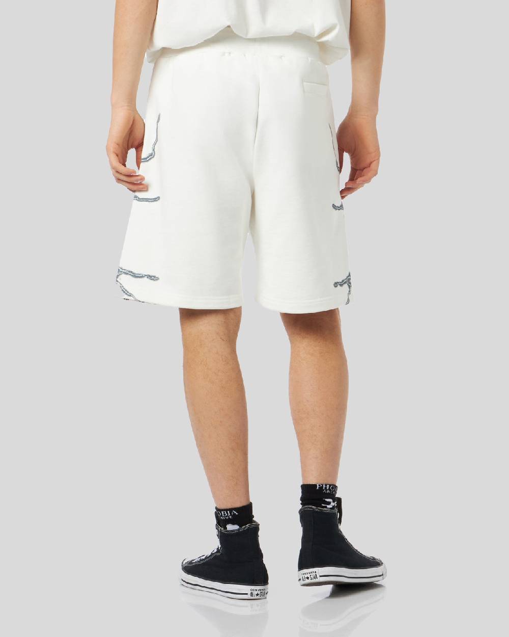 Phobia Archive PANTALONCINO BIANCO CON FULMINI LATERALI GRIGI Offerte