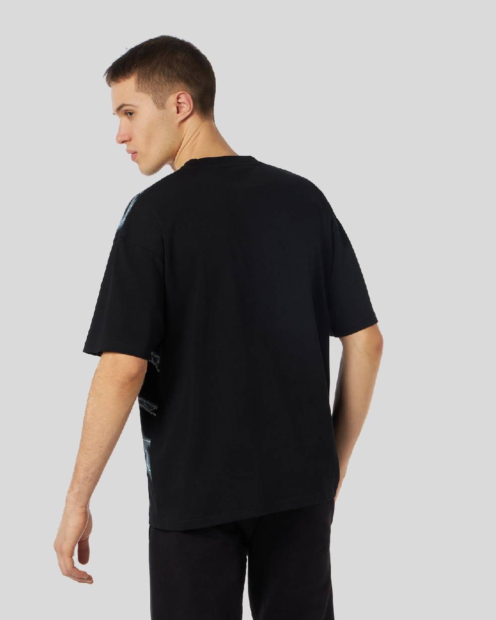 Phobia Archive T-SHIRT NERA CON FULMINI LATERALI BIANCHI Vendita