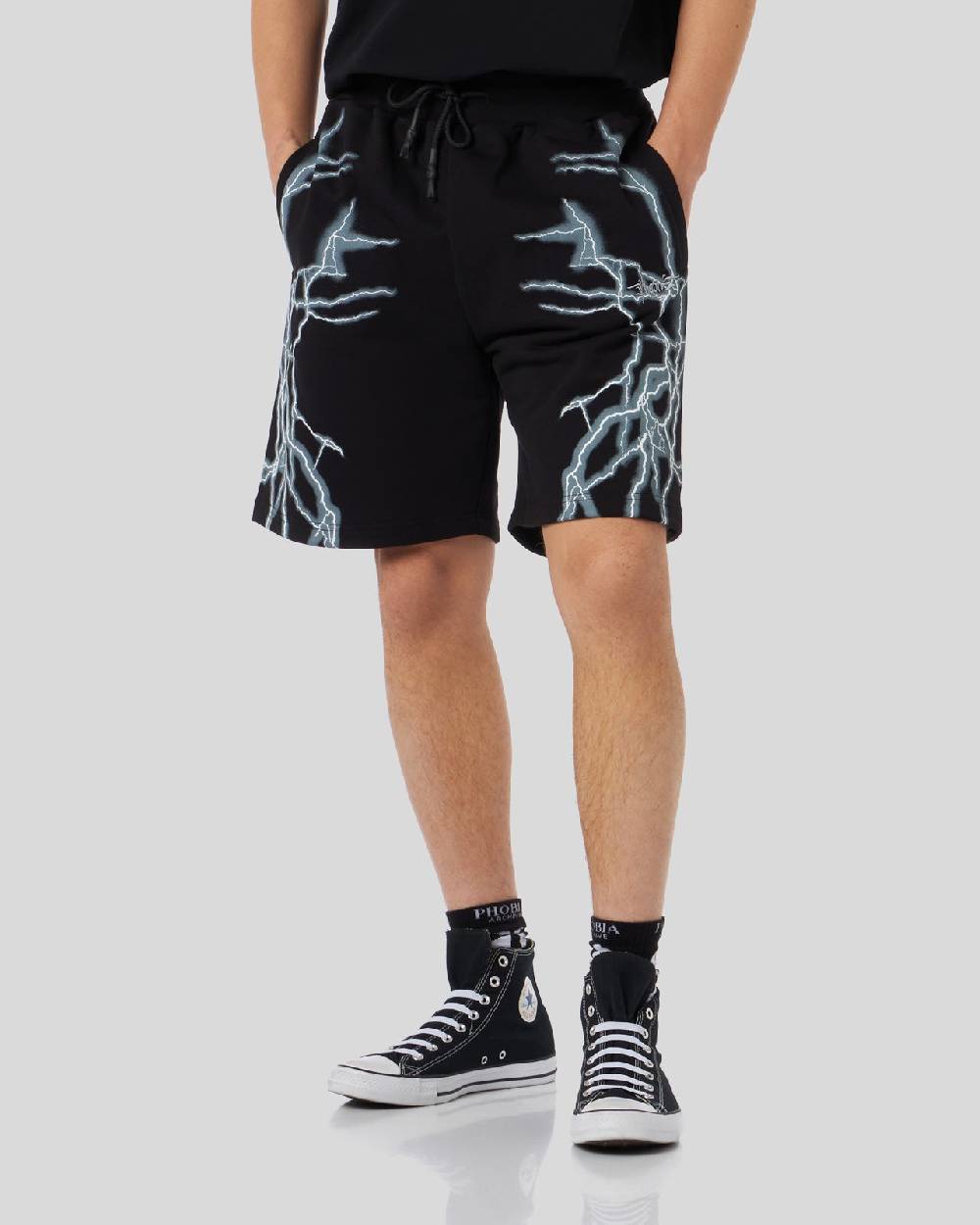 Phobia Archive PANTALONCINO NERO CON FULMINI LATERALI BIANCHI Negozi Online