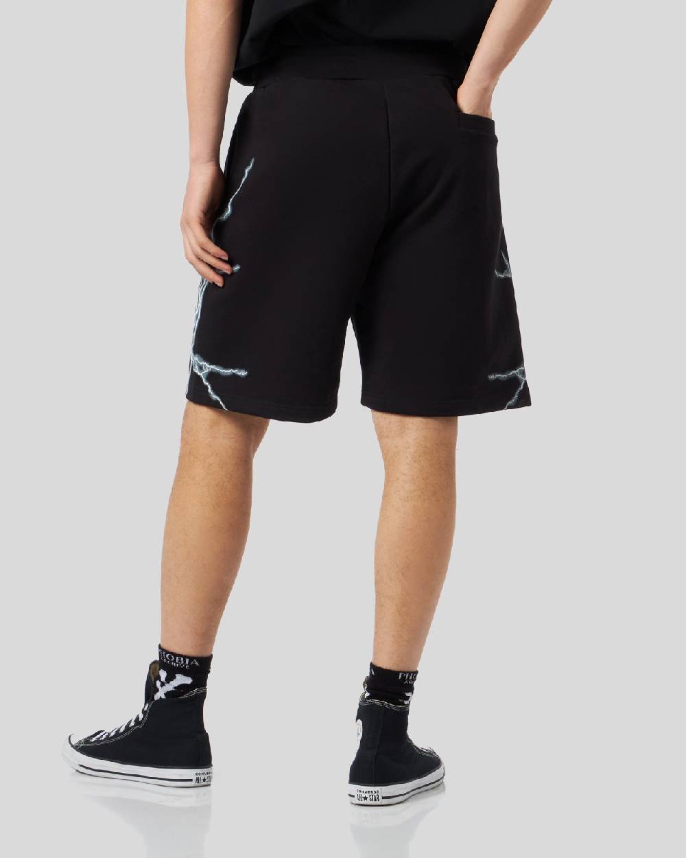 Phobia Archive PANTALONCINO NERO CON FULMINI LATERALI BIANCHI Negozi Online