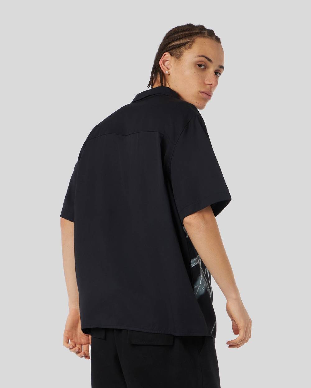 Phobia Archive CAMICIA NERA CON FULMINI LATERALI BIANCHI Shopping Online