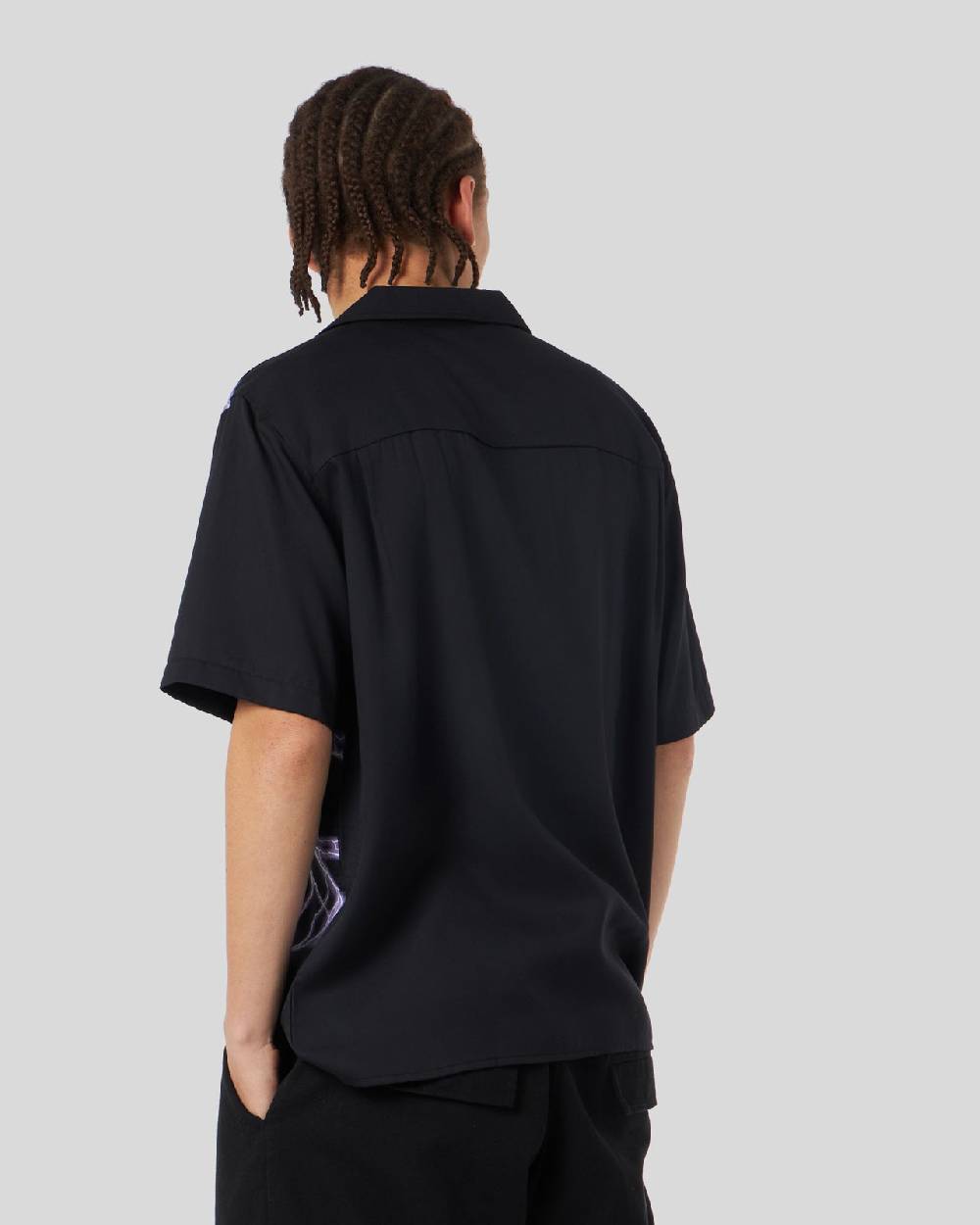 Phobia Archive CAMICIA NERA CON FULMINI LATERALI VIOLA Affare Del Giorno