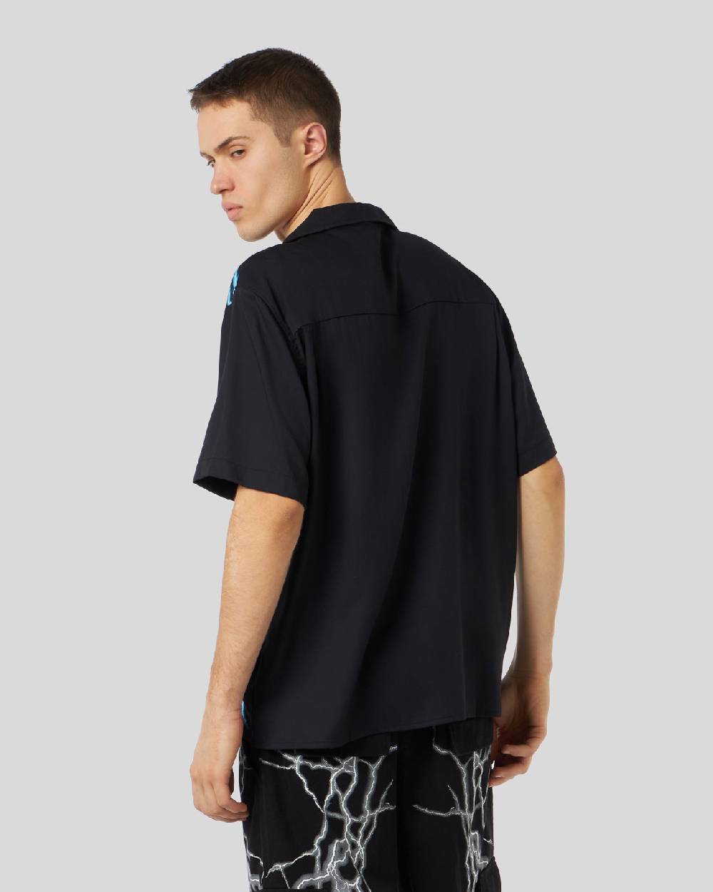 Phobia Archive CAMICIA NERA CON FULMINI LATERALI BLU Prezzo Ridotto