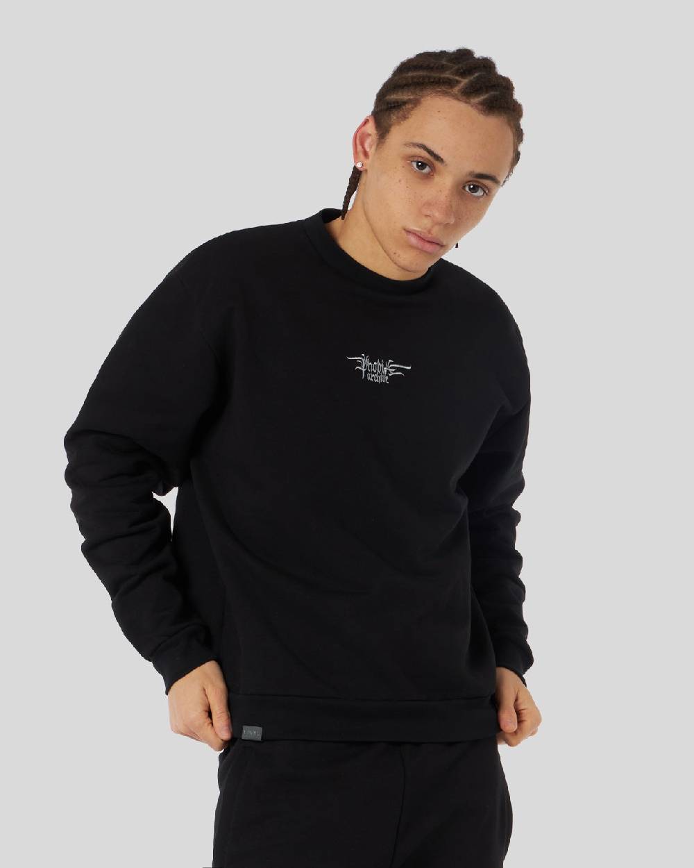 Phobia Archive FELPA NERA CON LOGO GOTICO ED ETICHETTA METALLICA In Linea