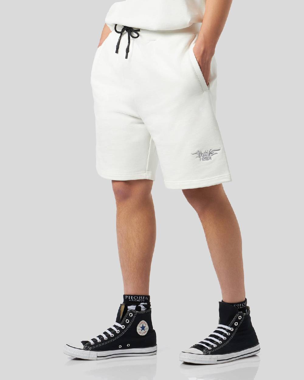 Phobia Archive PANTALONCINO BIANCO CON LOGO GOTICO Qualità