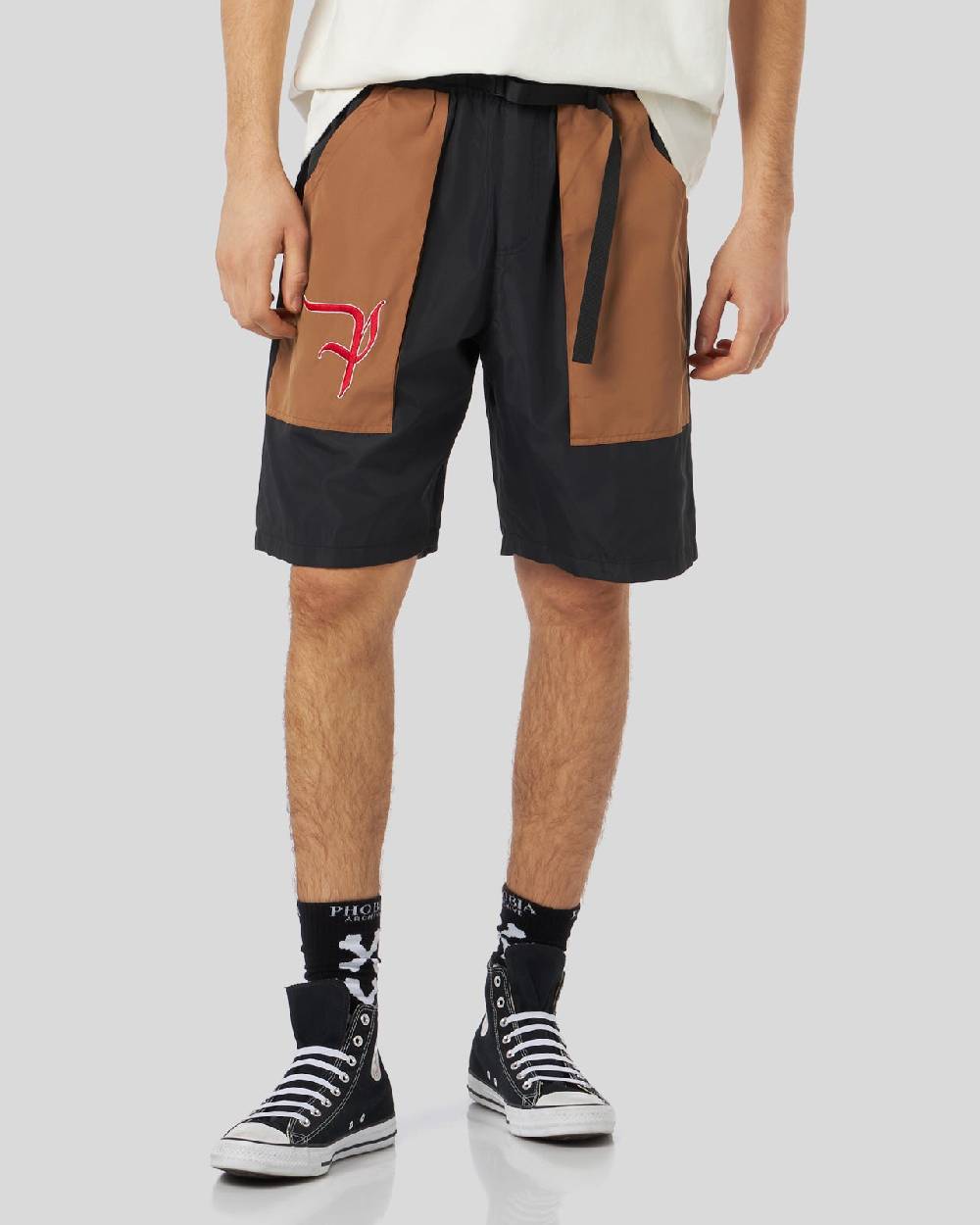 Phobia Archive PANTALONCINO CARGO NERO CON LOGO GOTIC P Vendita