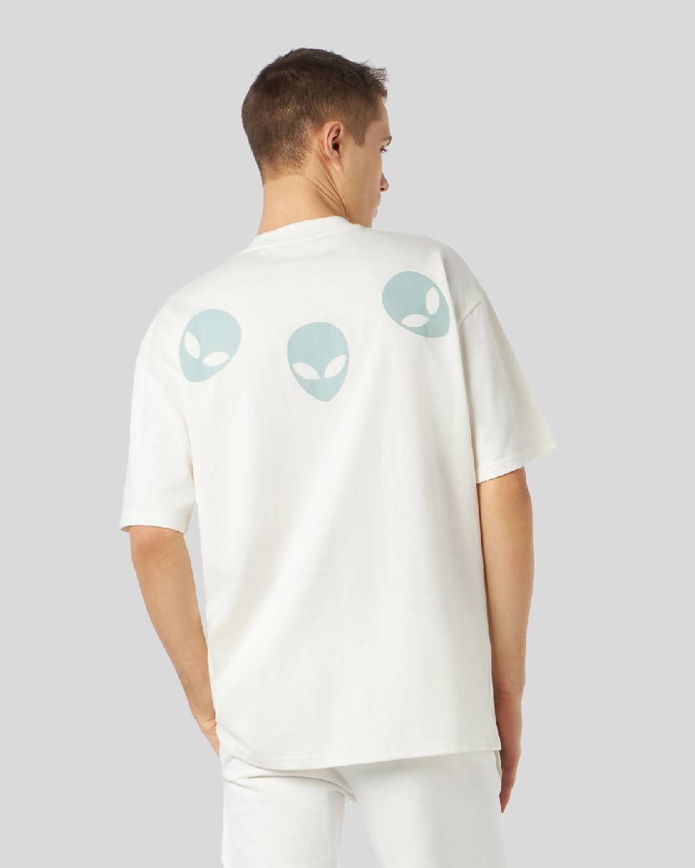 Phobia Archive T-SHIRT BIANCA CON GRAFICA TRIPLE ALIEN FOSFORESCENTE Promozione