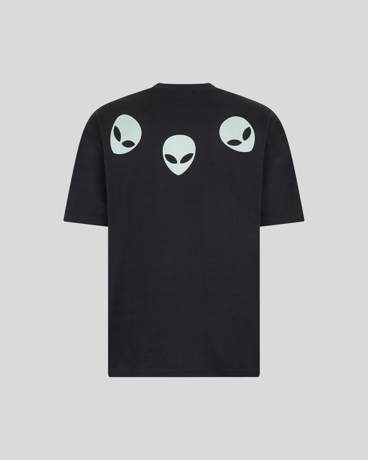 Phobia Archive T-SHIRT NERA CON GRAFICA TRIPLE ALIEN FOSFORESCENTE Pezzi Unici