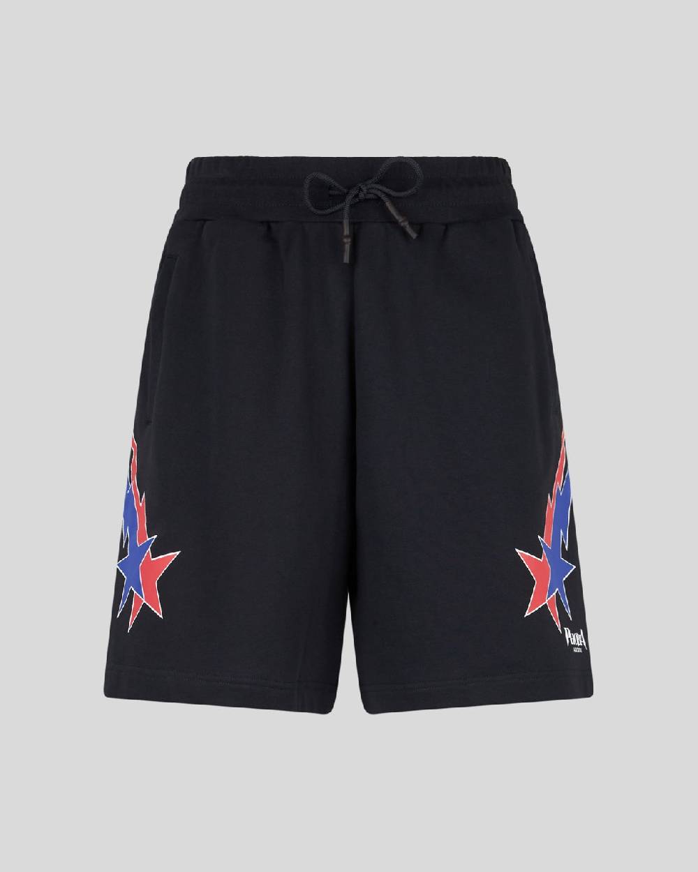 Phobia Archive PANTALONCINO NERO CON GRAFICA STARRY LIGHTNING ROSSA E BLU Shopping Online