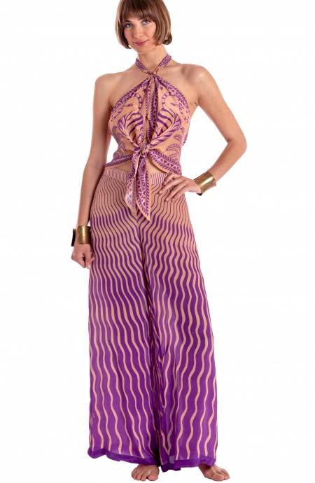 Pin Up Stars PANTALONE PALAZZO STAMPA TIGER SUN Sconto