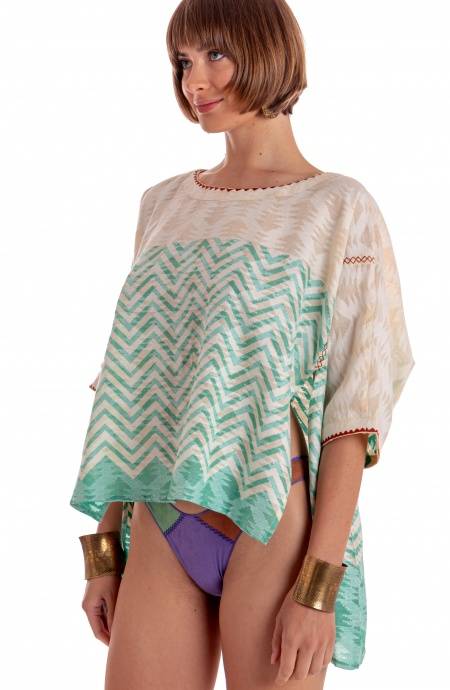 Pin Up Stars BLUSA CON CINTURA STAMPA BEAUTIFUL TREE Vendita Calda