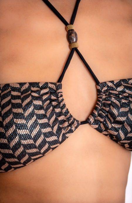 Pin Up Stars BIKINI FASCIA IMBOTTITA LAMÈ CON ACCESSORI E BORCHIE STAMPA SPIGHETTA Italy