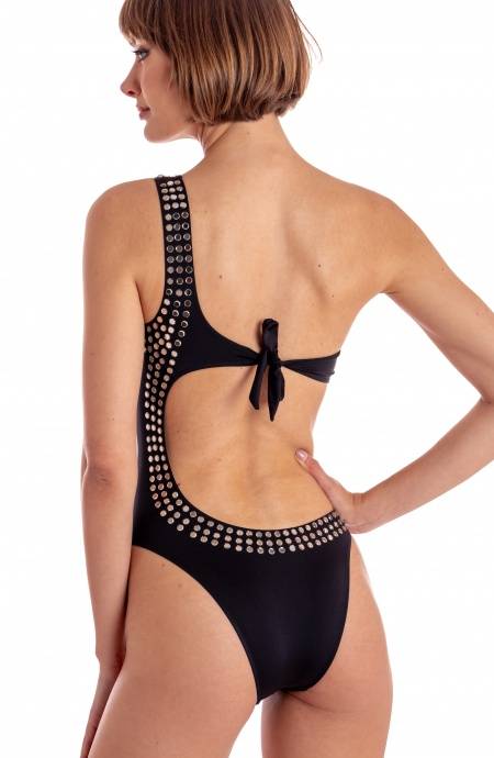 Pin Up Stars COSTUME DA BAGNO INTERO IMBOTTITO MONOSPALLA CON CRISTALLI SPECCHIETTI 2025