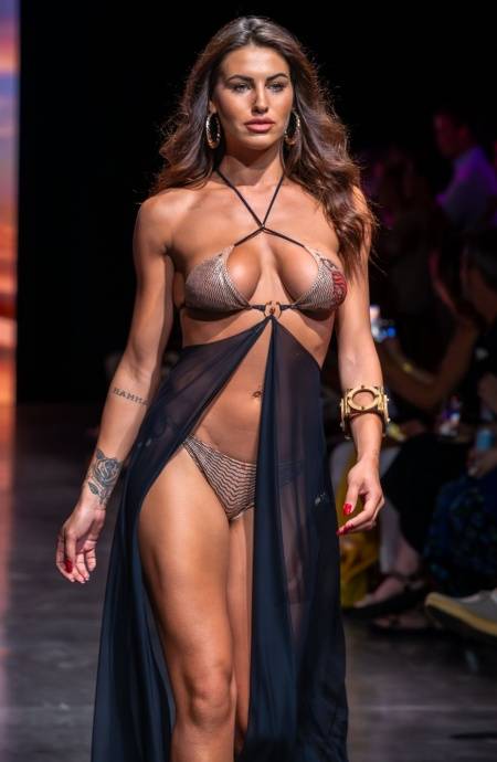 Pin Up Stars BIKINI TRIANGOLO IMBOTTITO LAMÈ CON ACCESSORIO STAMPA TIGER SUN Spedizione Gratuita