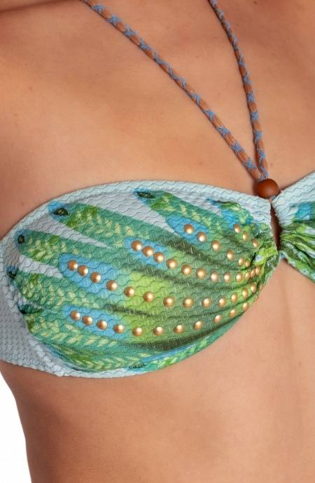 Pin Up Stars BIKINI FASCIA IMBOTTITA CON BORCHIE STAMPA WINGS In Vendita