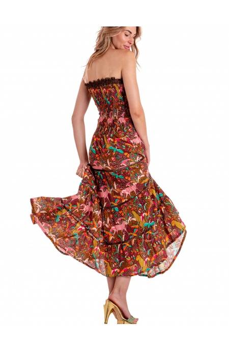 Pin Up Stars ABITO LUNGO CON CINTURA STAMPA TROPICAL Convenienza