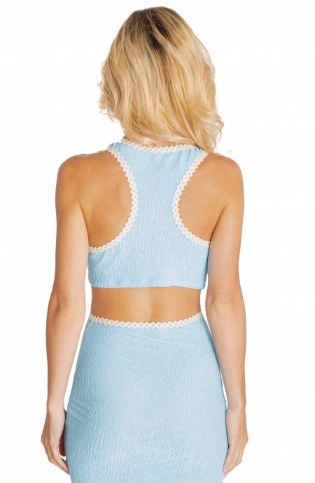 Pin Up Stars CROP TOP GOFFRATO CON PASSAMANERIA TINTA UNITA Hotsell