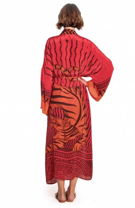 Pin Up Stars KIMONO LUNGO STAMPA TIGER SUN In Saldo