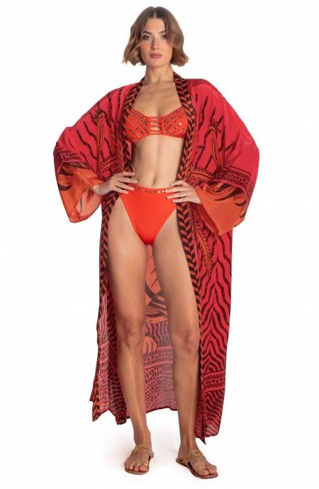 Pin Up Stars KIMONO LUNGO STAMPA TIGER SUN In Saldo