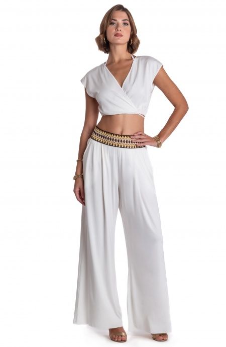 Pin Up Stars PANTALONE PALAZZO CON PASSAMANERIA CROCHET Vendita