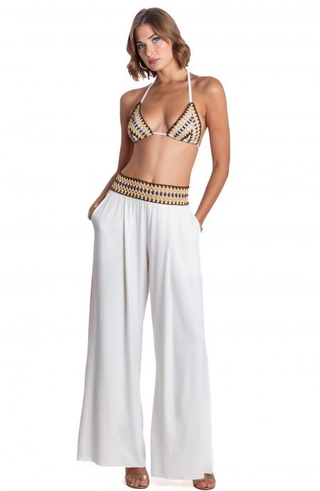 Pin Up Stars PANTALONE PALAZZO CON PASSAMANERIA CROCHET Vendita