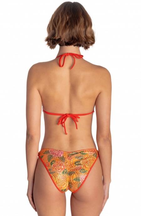Pin Up Stars BIKINI TRIANGOLO IMBOTTITO PIZZO MACRAMÈ STAMPA FLOWER BIRD Promozione Limitata
