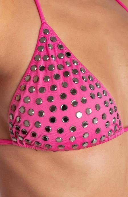 Pin Up Stars BIKINI TRIANGOLO IMBOTTITO CON CRISTALLI SPECCHIETTI Presa