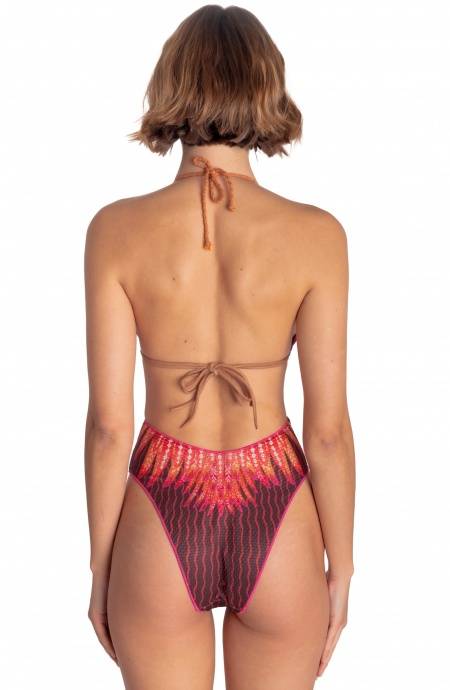 Pin Up Stars COSTUME DA BAGNO INTERO CUT-OUT CON BORCHIE STAMPA WINGS Offerta