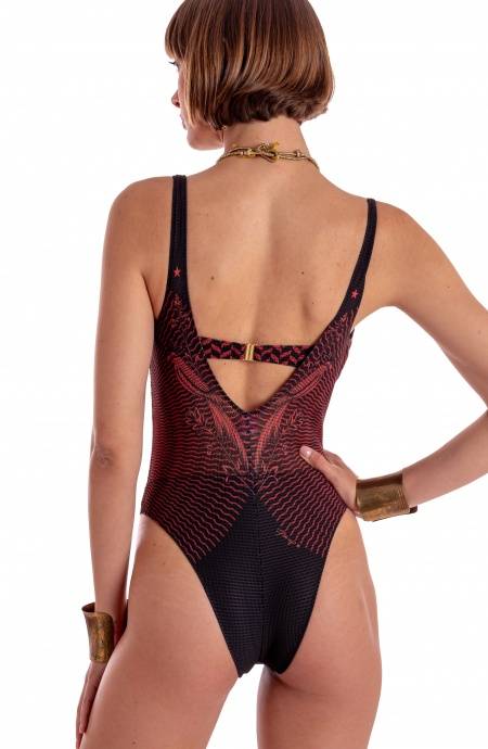 Pin Up Stars COSTUME DA BAGNO INTERO CON FASCIA IMBOTTITA E ACCESSORIO STAMPA TIGER SUN Hotsell