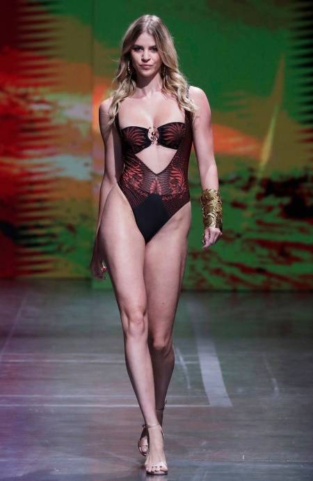 Pin Up Stars COSTUME DA BAGNO INTERO CON FASCIA IMBOTTITA E ACCESSORIO STAMPA TIGER SUN Hotsell