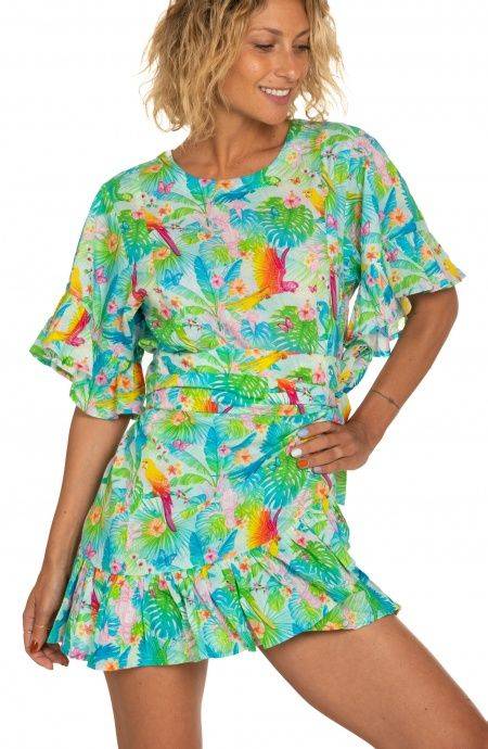 Pin Up Stars Abito Pareo In Cotone Stampa Happy Tropical Online