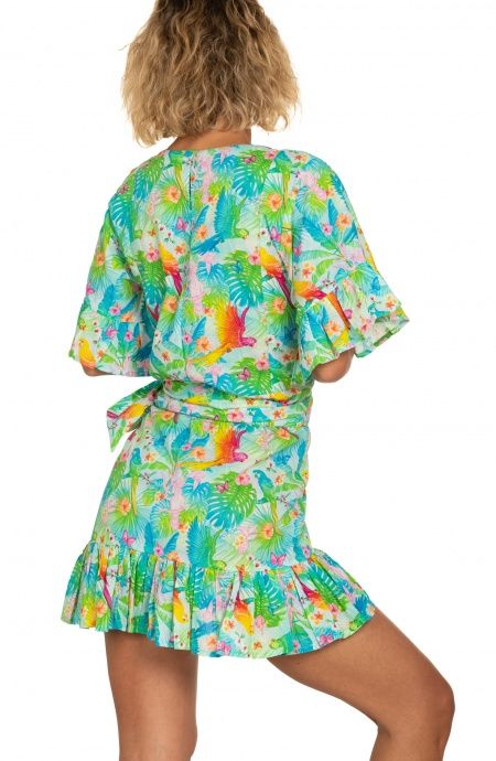 Pin Up Stars Abito Pareo In Cotone Stampa Happy Tropical Online