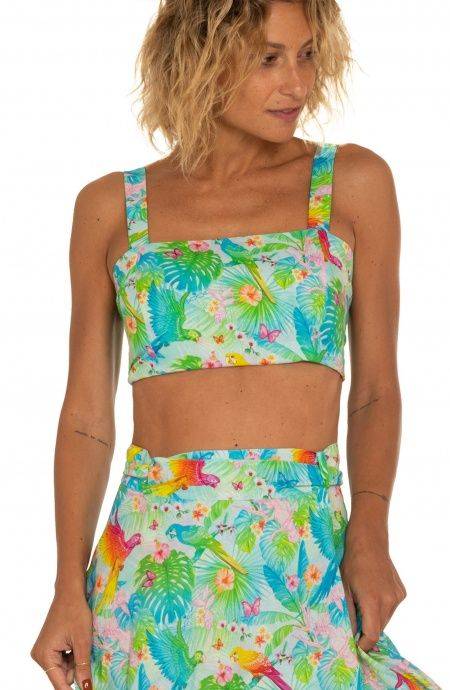 Pin Up Stars Top Con Spalline Stampa Happy Tropical Outlet